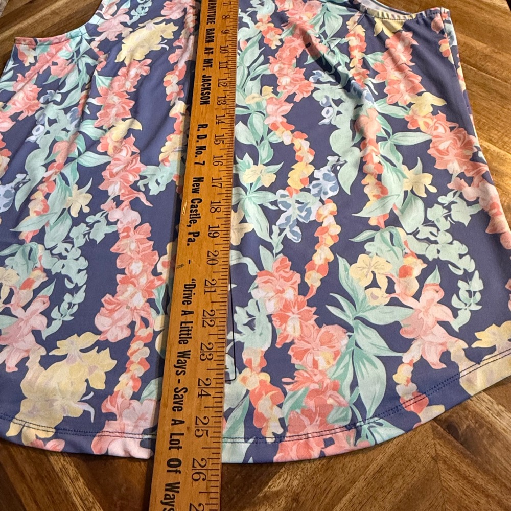 Bad Birdie Sleeveless Polo Women XL Blue Floral Lei'd Golf Shirt BBWP001-649 - Picture 6 of 7